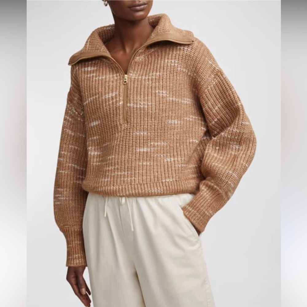 VARLEY SIZE M MEDIUM Ridley‎ Dalmation Half-Zip Pullover SWEATER golden bronze